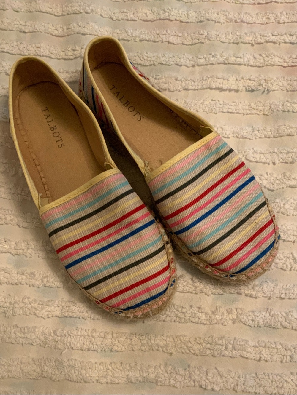 Talbots Striped Canvas Espadrilles in Red, Blue and Yellow